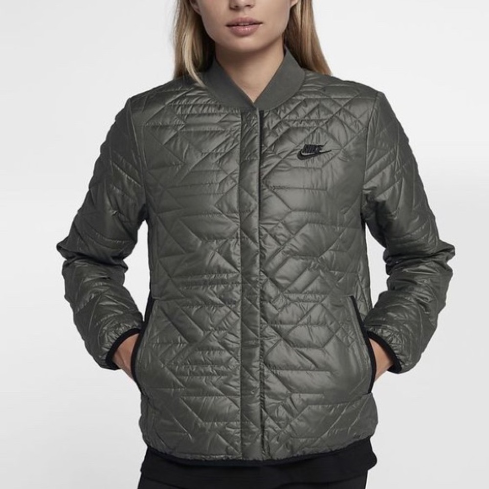 Nike Green Quilted Primaloft Bomber Jacket